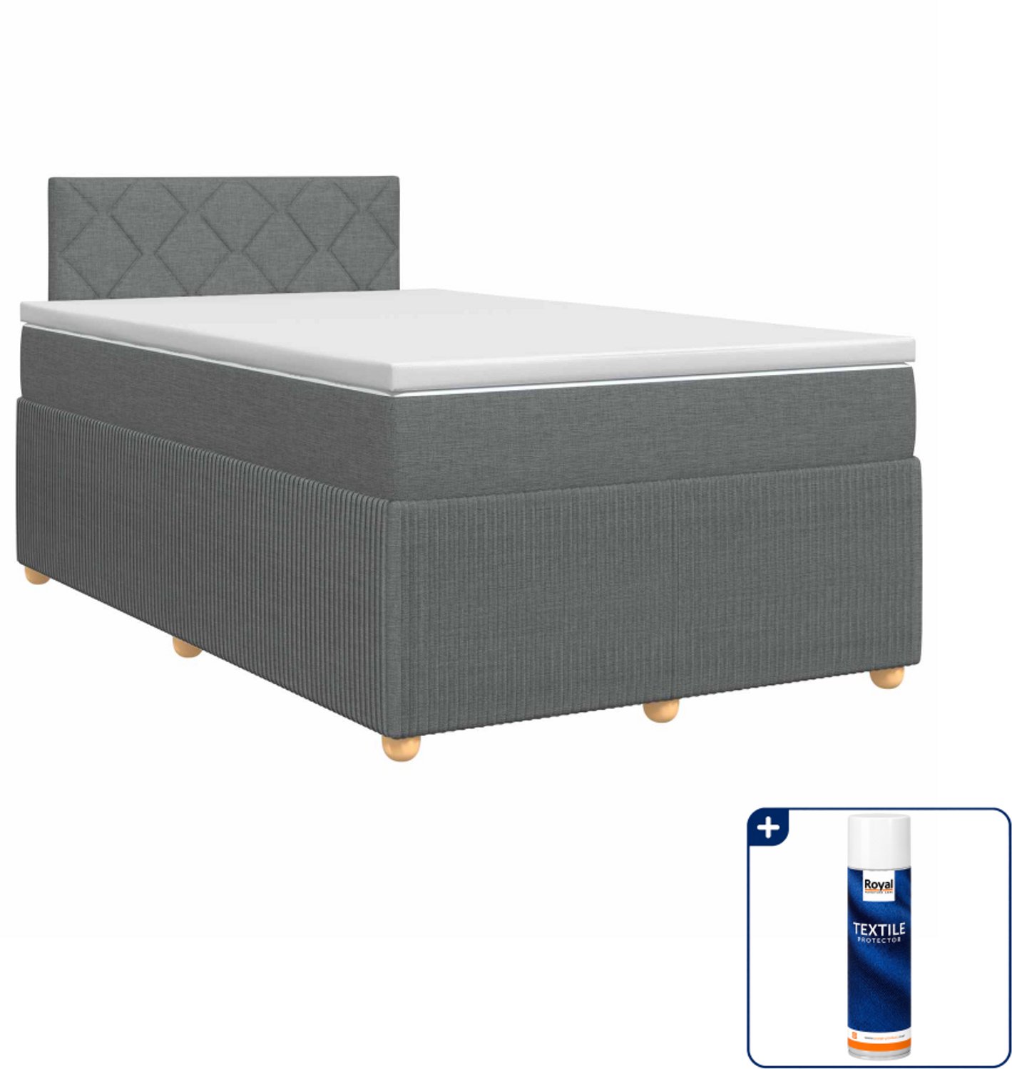 vidaXL boxspringbed met matras - 120 x 200 cm - stof - donkergrijs - Inclusief textielbeschermer 500 ml Donker Grijn