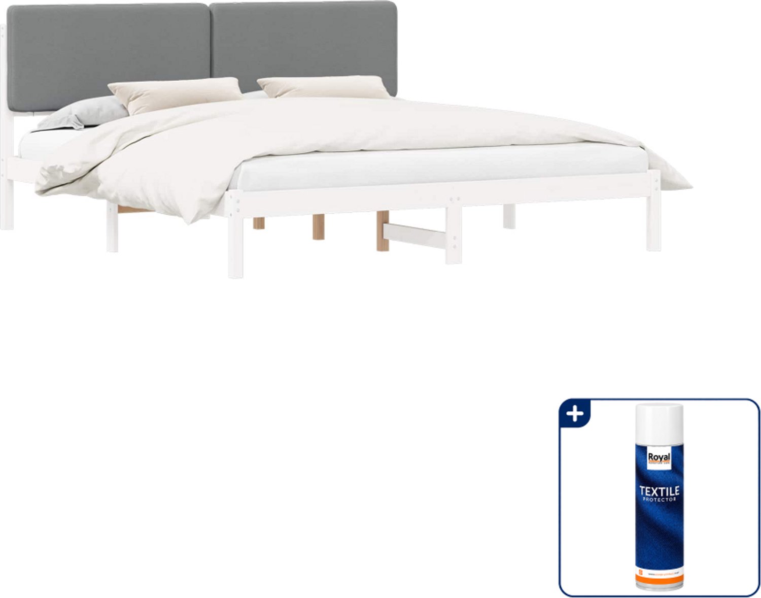 vidaXL bedframe - 200 x 200 cm - lichtgrijs - Inclusief textielbeschermer 500 ml