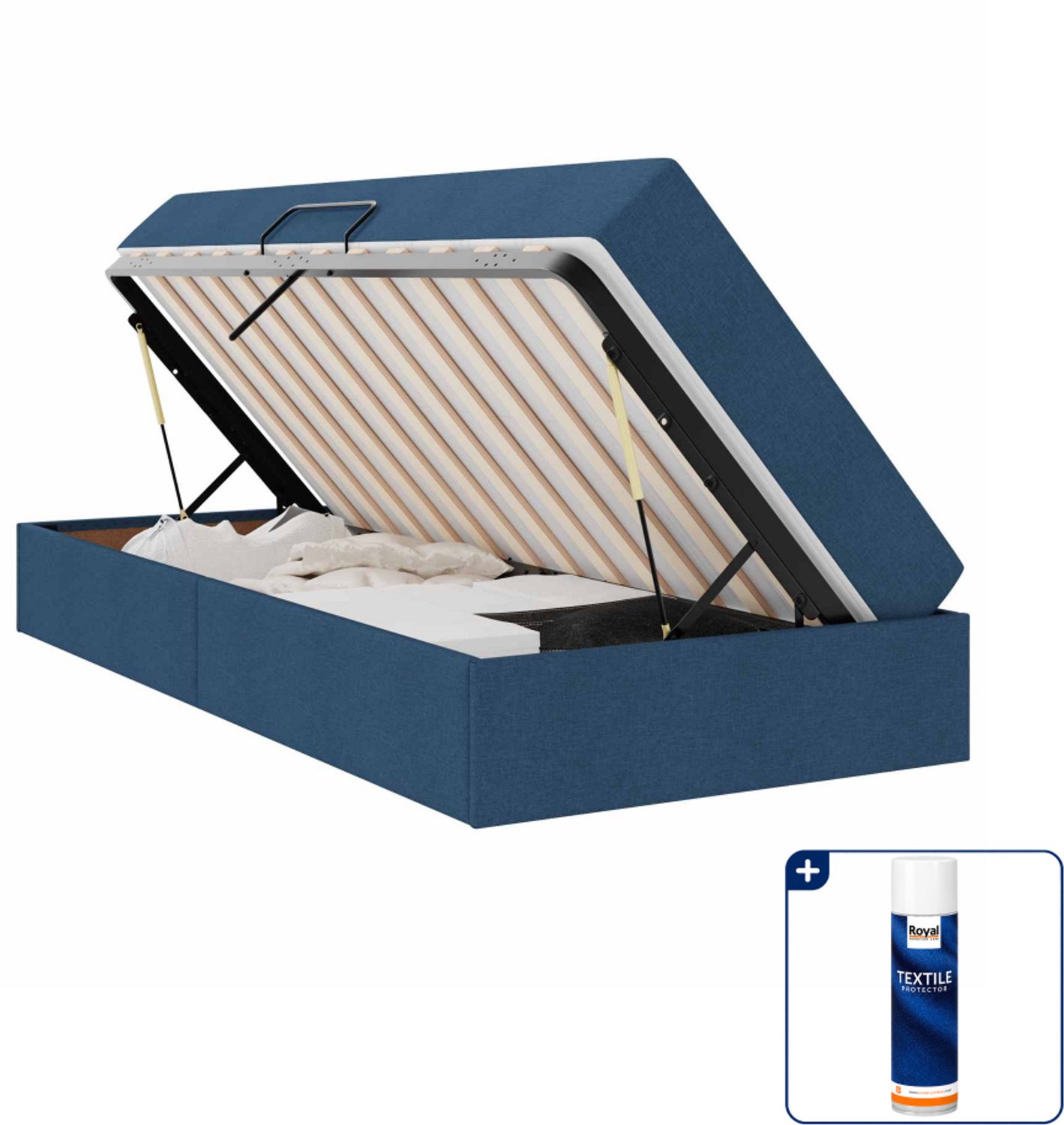vidaXL opbergbed - 100 x 200 cm - metaal - blauw - Inclusief textielbeschermer 500 ml