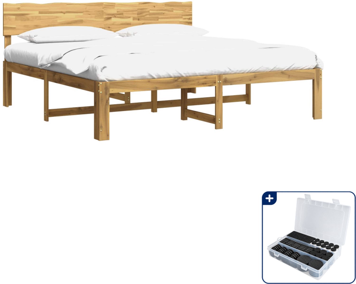 vidaXL bed ROSTOCK - Super kingsize - 200 x 200 cm - wit - Inclusief antikrasvilt 177-delig Grijs