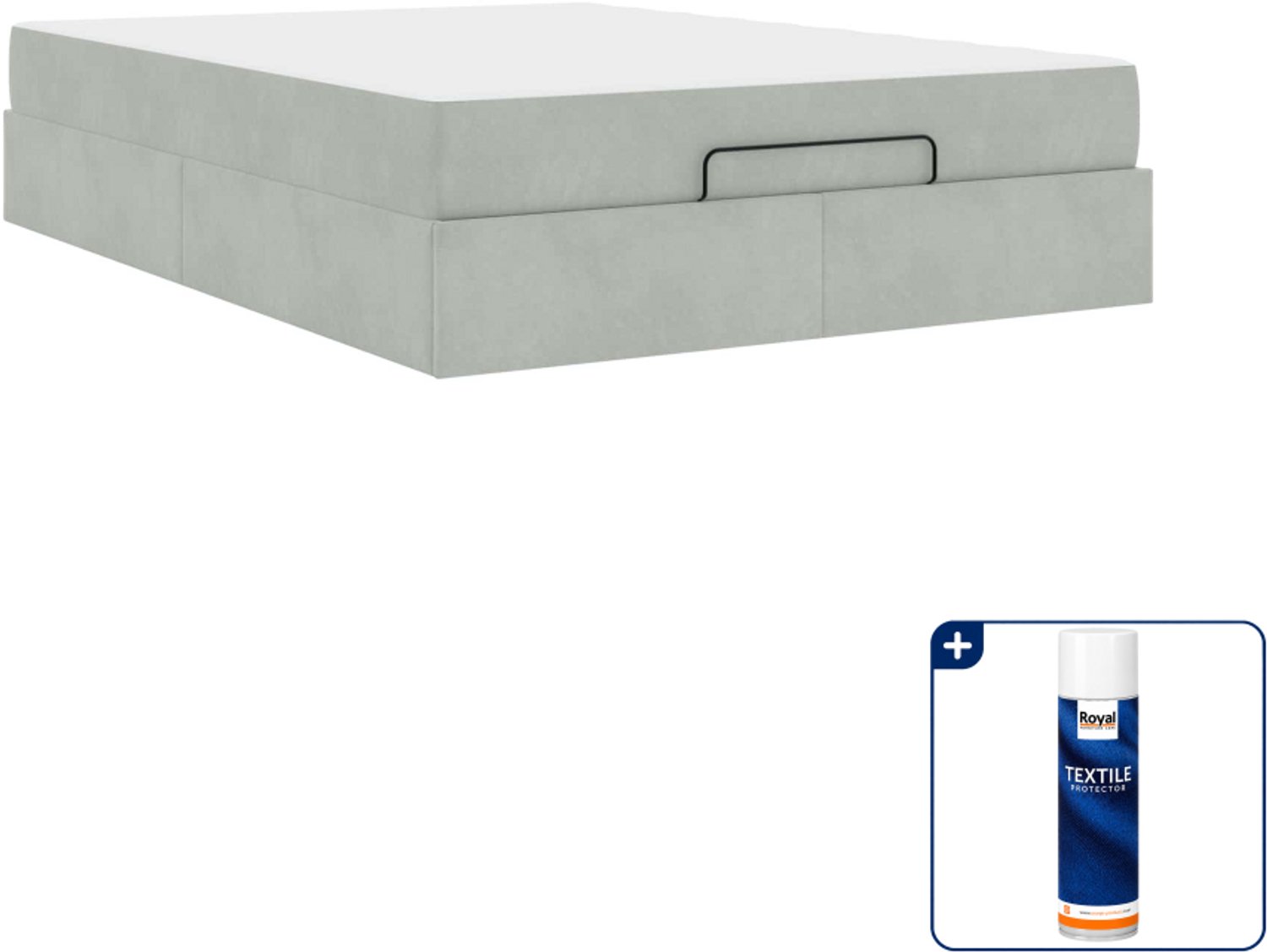 vidaXL Bedframe met matras - Small double - 140 x 200 cm - Lichtgrijs - Inclusief textielbeschermer 500 ml Bruin