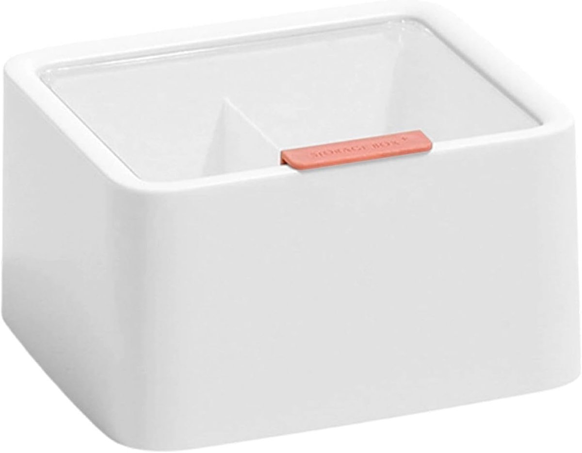 - 14,5 x 13 cm , dubbellaagse Qtip opslag | Dubbellaagse wattenstaafjeshouder met deksel, Qtip opbergcontainer voor wattenschijfjes, lippenstiften, badkamerwasgoed
