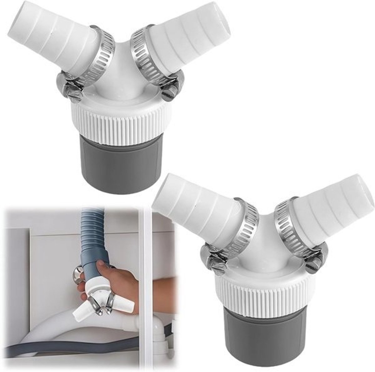 Vaatwasser Wasmachine Adapter - Dubbele Aansluiting - Afvoer Vergroten - Tweekanaals Uitbreiding - Ø 40 mm - Wit