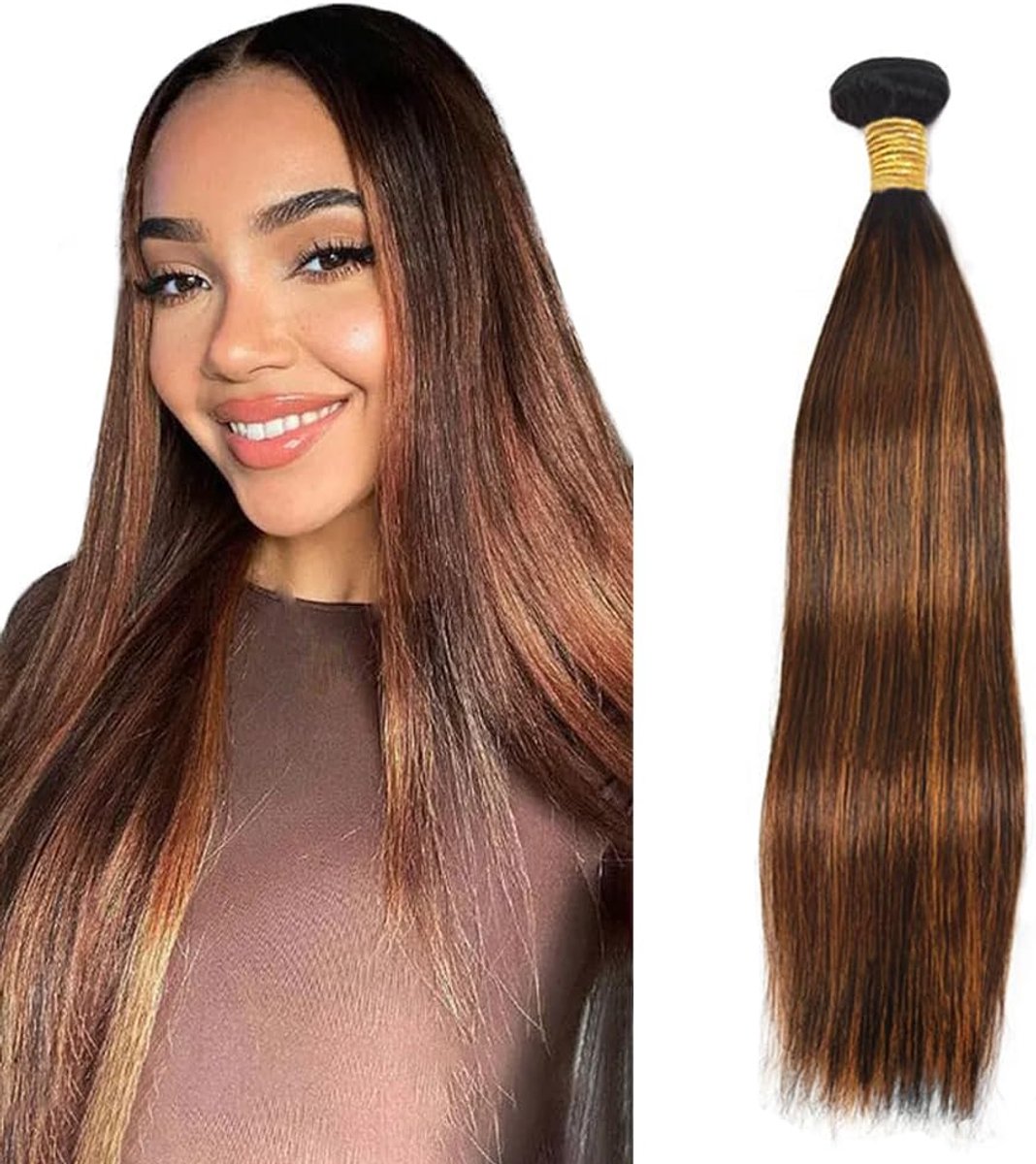 28 Inch P430 Highlight Brown Color Straight Echt haar pruik Bundles Human Hair Extensions Unprocessed Brazilian Virgin Menselijk haar Bundles Soft and Silky For Women