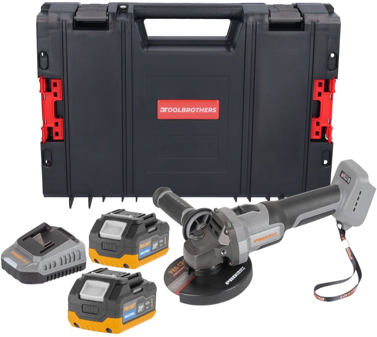 Procraft Industrial AG125Abb accu-haakse slijper 20 V 125 mm borstelloos Solo - zonder accu, zonder oplader
