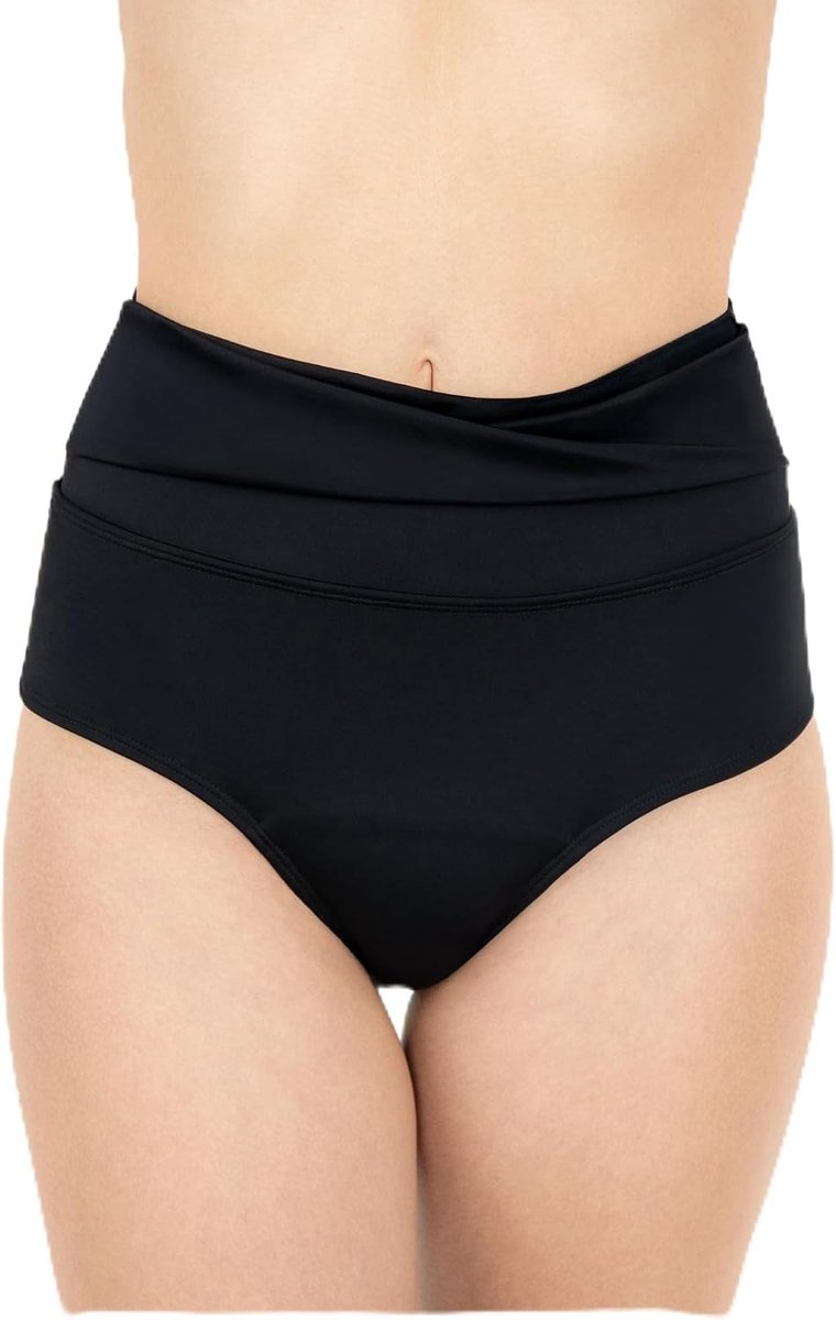 PU bikinibroek hoge taille twist zwart