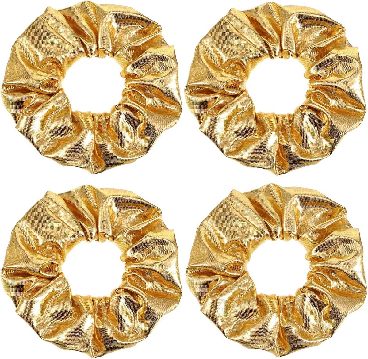 Set van 4 Gouden Haarbanden - Shiny Metallic Elastische Haaraccessoires voor Vrouwen en Meisjes, Ideaal voor Ponytails en Decoratieve Stijlen