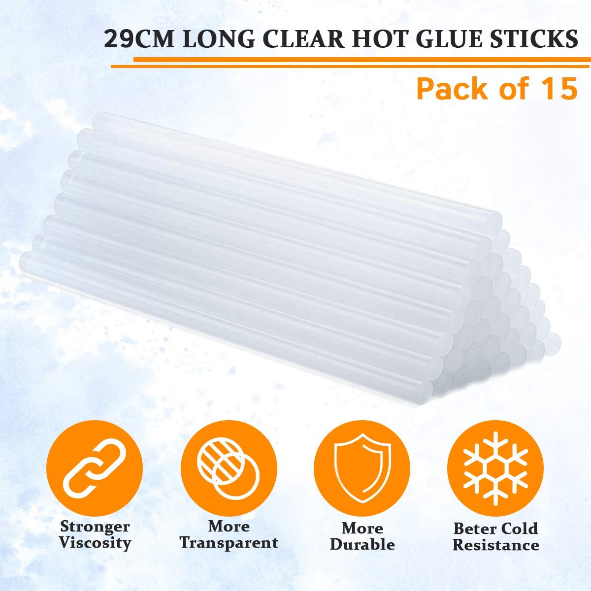 Gemaakt in het VK Extra lange 12mm heldere hot melt lijmsticks voor lijmpistool 29 cm lang - Veelzijdige hot melt kleefstof voor kunst en ambacht, productassemblage en meer (15 sticks)