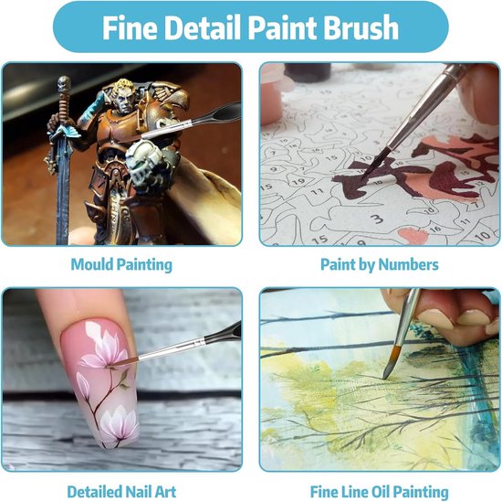 17 STKS Kunstenaar Penseel Set Fijne Detail Penseel en Drybrush Nylon Haar & Driehoekige Handvatten Schilderen Borstels voor Fijne Detaillering Acryl Schilderen Olie Aquarel Nummer Model — afbeelding 3