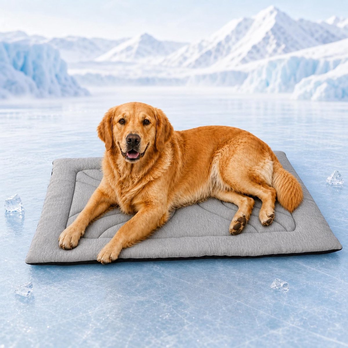 Koelmat voor honden, wasbare hondenkoelmat met Q-Max ≥ 0,4 PE-koelweefsel, ca. 3 cm gevoerd, antislip, zonder gel, opvouwbaar voor thuis, hondenbox, auto en reizen