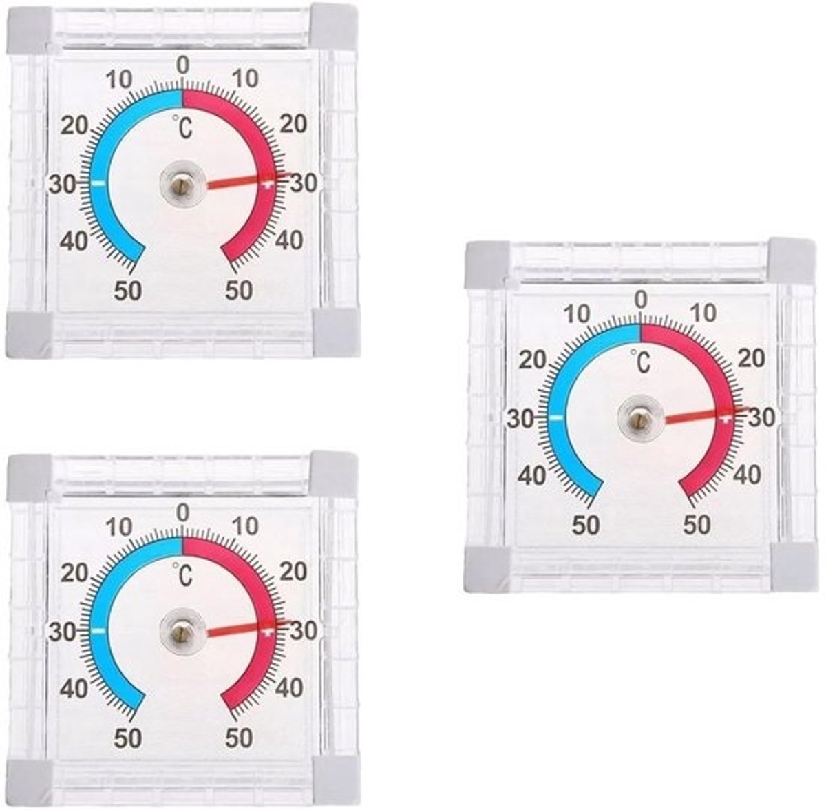 Raam Thermometers - Buitenmeter Temperatuur - Temperatuur Meten - Zelfklevend Transparant - 3 Stuks - Doorzichtig