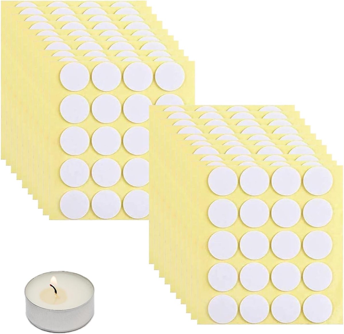 400 stuks kaarslontstickers, witte ronde hittebestendige dubbelzijdige stickers, handgemaakte doe-het-zelf geurkaars maken speciale basis, geschikt voor glazen kopjes, ijzeren blikjes en