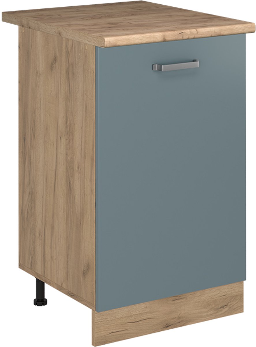 Vicco Keukenonderkast R-Line, Blauw-grijs/Goudkleurig Eiken, 50 cm goudkleurig eiken werkblad