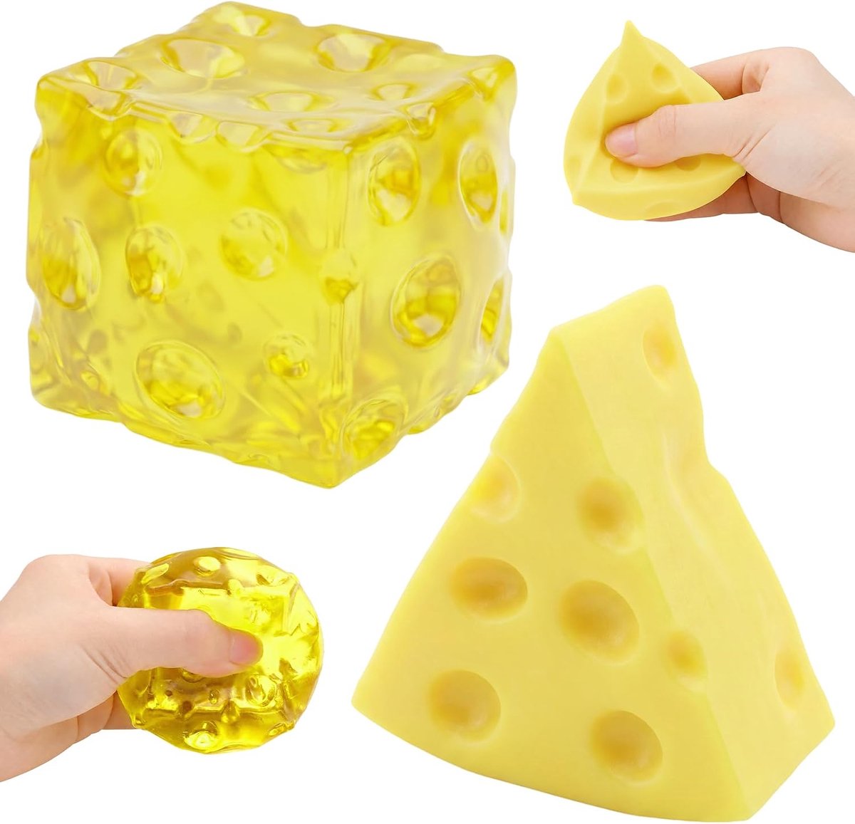 2 stuks kaas-squishy, ​​kaas-stressbal, antistress-knijpspeeltje