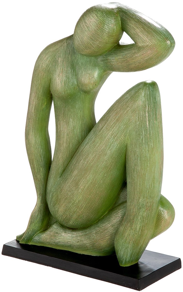 Beeld de vorm van rust vrouwelijk figuur in rust - 9x23x33 cm - polyresin - groen en zwart by rawa