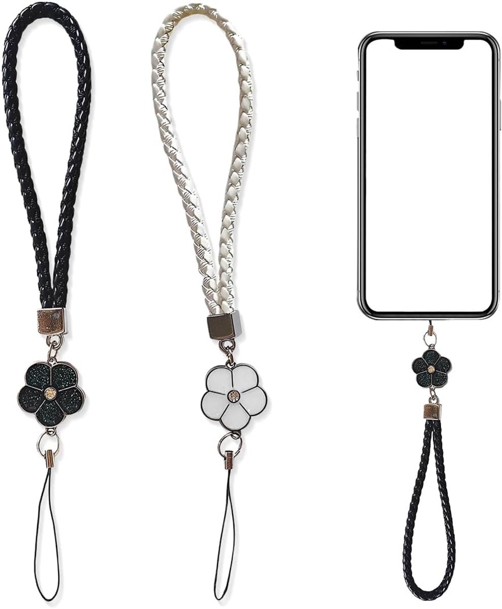 mobiele telefoonband, armband, parels, ketting, sieraden, voor mobiele telefoon, anti-verlies, hanger, Zwart/Wit, Piccolo