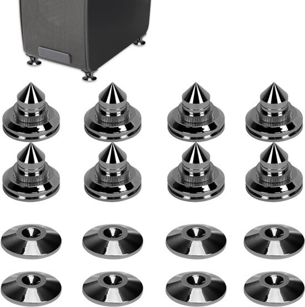 Luidsprekerspikes - Isolatievoetjes Vloerbescherming - Hifi Geluid Verbeteren - 24K Vernikkeld - 8 stuks - Zwart