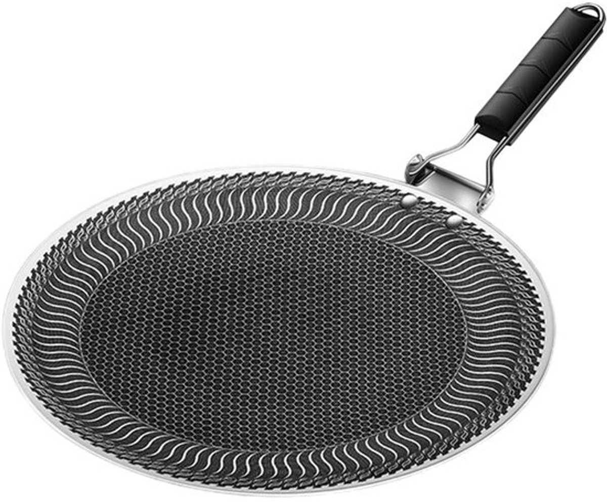Roestvrijstalen Koekenpan - Bakplaat Grillplaat - Buiten Koken - Anti-aanbak Laag - 49 x 37.5 cm - Zilver