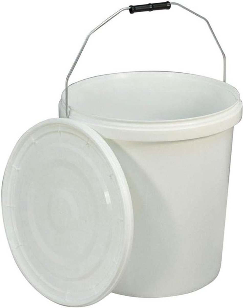 Commode emmer - Pot emmer - Zorgondersteuning - Met deksel - 20 liter - Wit