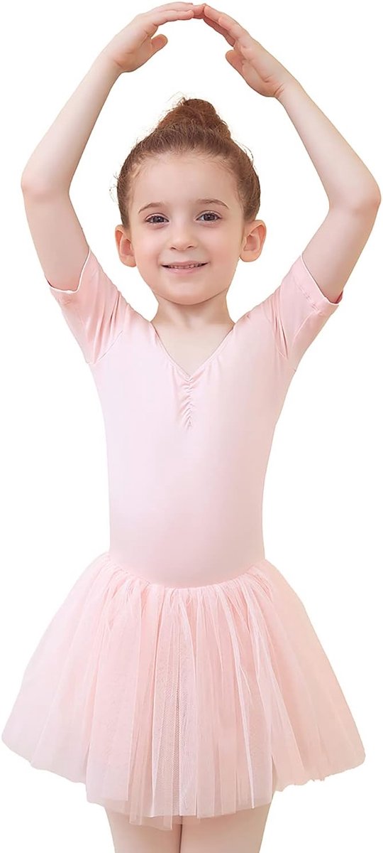 Ballet Jurk Kids balletjurk, balletshirt, Kinderen V-hals Kort/lange mouw Korte Mouw Gymnastiek Dancewear Kostuum met tutu Rok