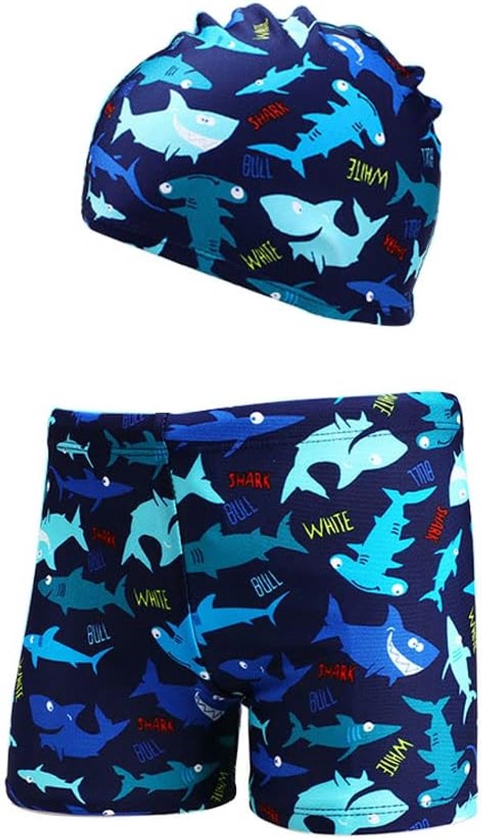 Kinderzwembroek voor jongens, uv-bescherming, zwemshorts en badmuts, zomer, sneldrogend, 3D-badpak, strandshorts, 3-12 jaar