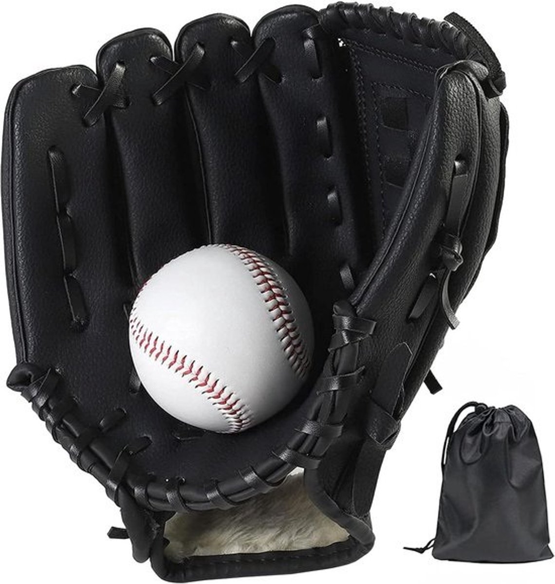 Honkbal softbal handschoen - Vanghandschoen training - Sport beoefenen - Dubbele versterking - 125 inch - Zwart