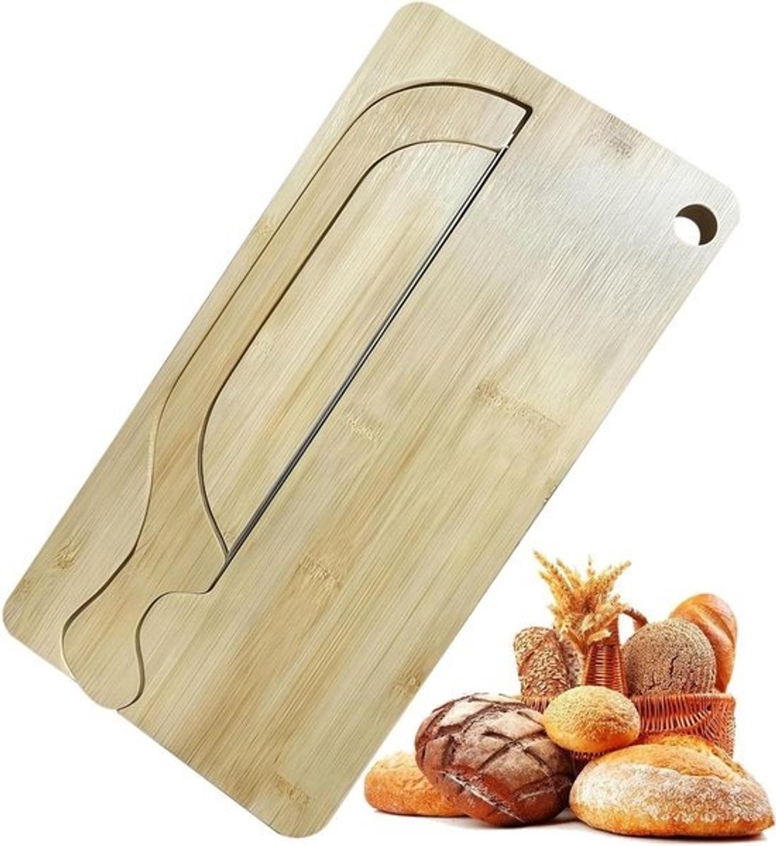 Handmatige Broodsnijmachine - Broodsnijplank met snijder - Brood Snijden - Massief Houten Constructie - 40 Centimeter - Bamboe
