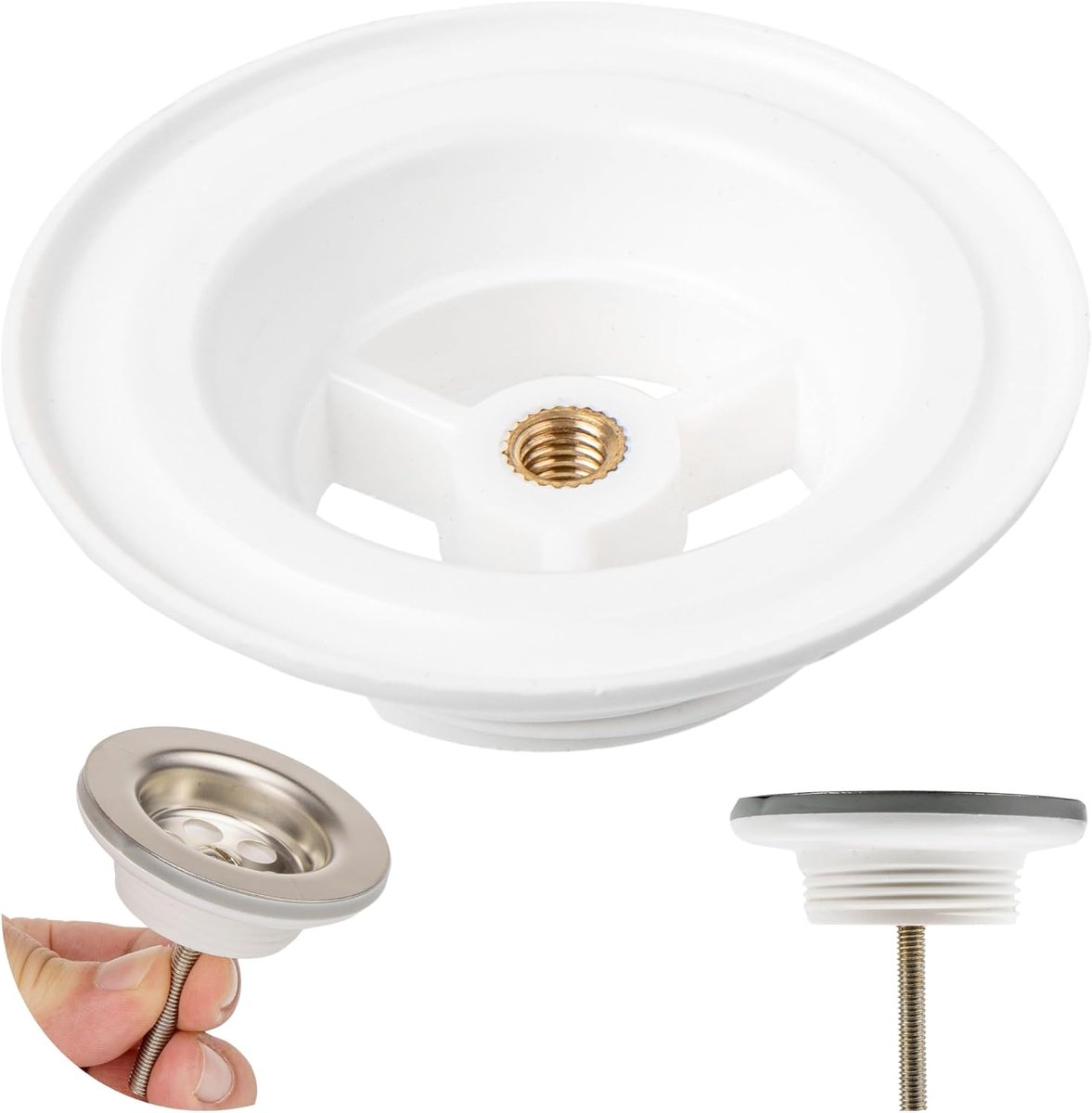 Vervangingsonderdeel voor gootsteenafvoerset, voor 1 1/4 inch aansluitpijp, PP-onderstuk in wit, messing binnendraad, vervangingsonderdeel voor gootsteenafvoerset bodem