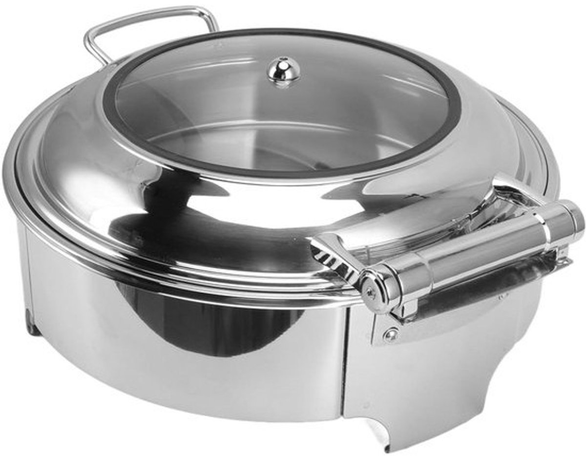 Round Chafing Dish,stainless steel round buffet chafer,chafers and buffet warmers sets,chafing dish buffet set with food tray water tray roll top lid for banquet parties
