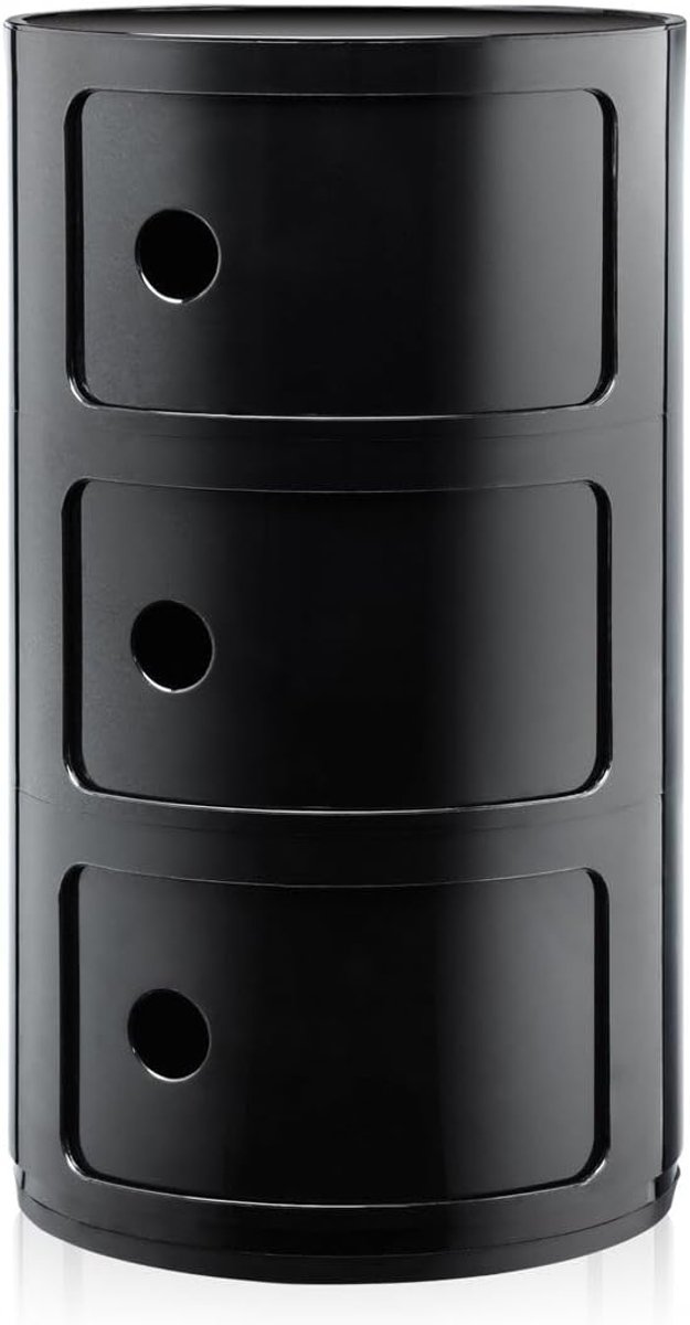 Componibili, Container met 3 elementen, zwart, ronde basis
