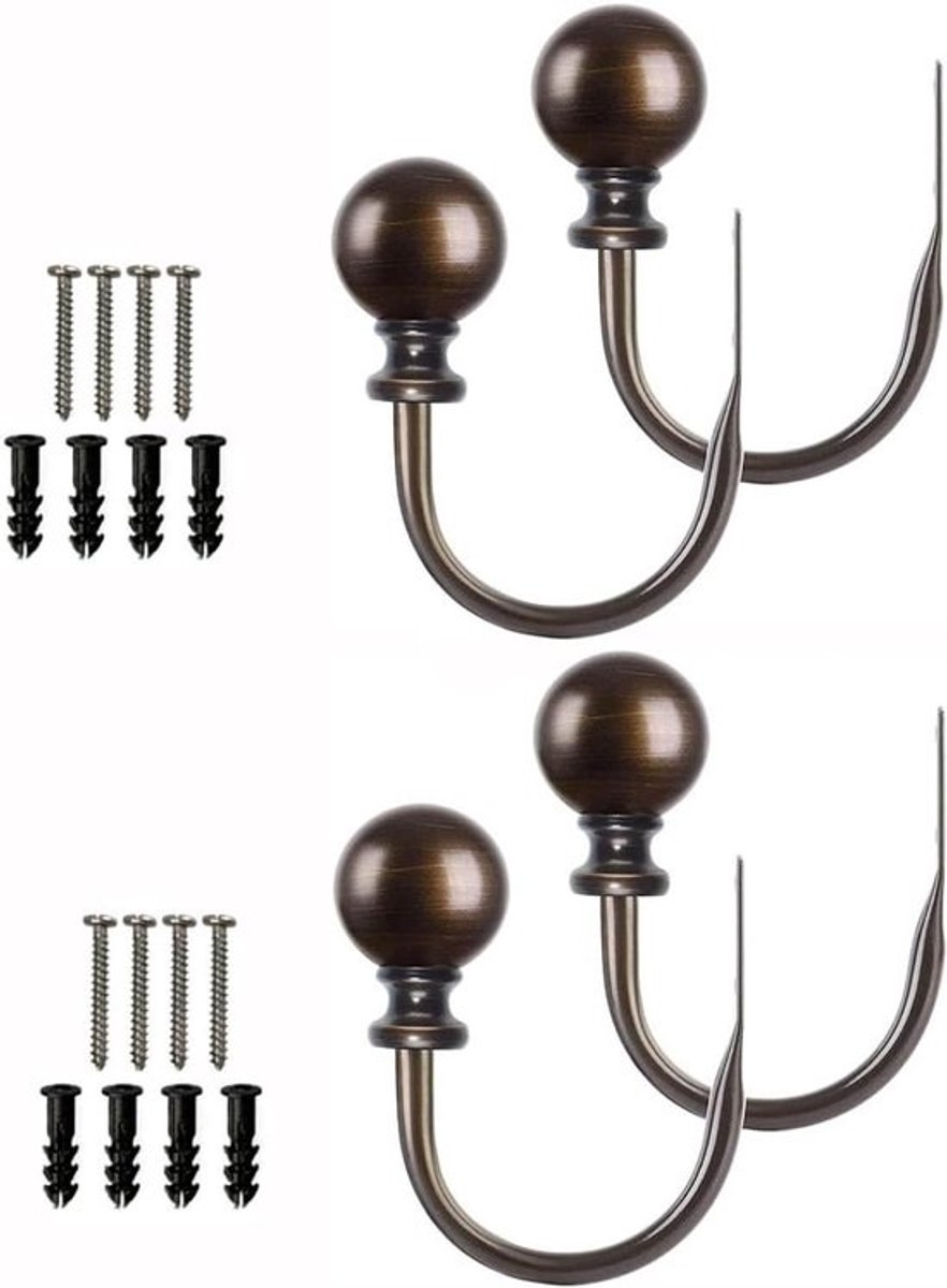 Gordijn Haken - Muurbevestiging Decoratie - Raambekleding Ophangen - Vintage Design - Set van 2 - Goud