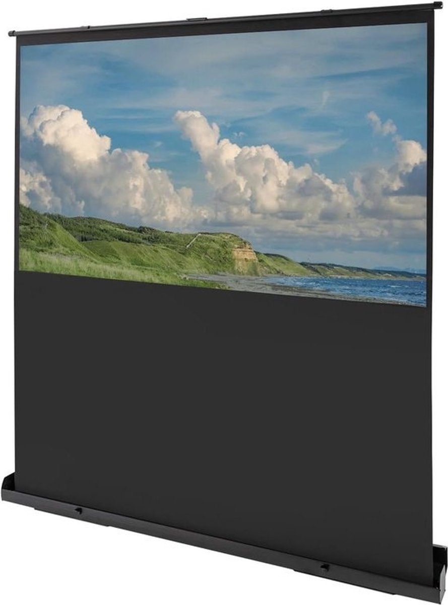 Projectiescherm Vloer - Mobiel Rolgordijn - Thuisbioscoop Creëren - Draagbaar Vrijstaand Model - 80 Inch Diagonaal - Zwart