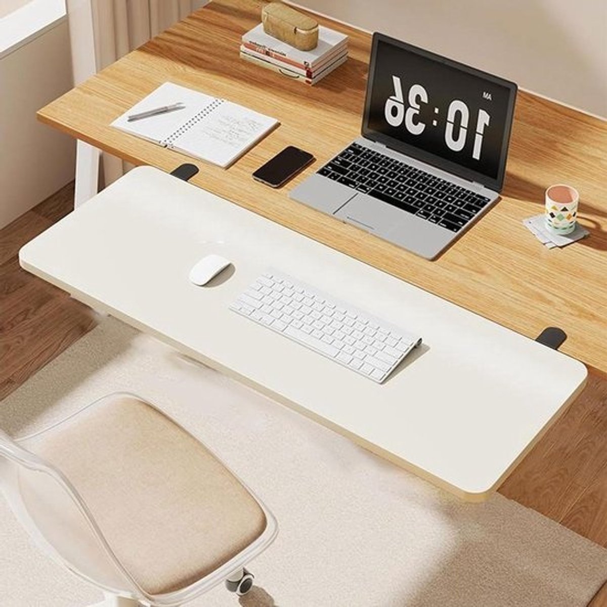Bureauverlenger Opvouwbaar - Bureau Verlengstuk - Extra Werkruimte Creëren - Zonder Bureau Beschadigen - 70 x 25 cm - Zwart
