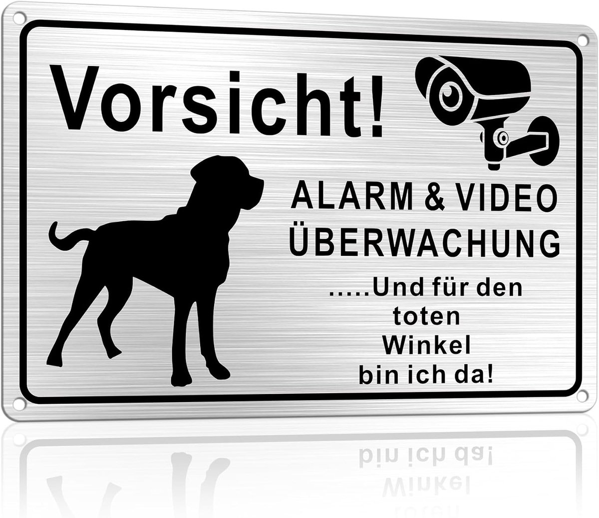 Hondenbord met waarschuwing videobewaking en dode hoek 30 x 20 cm