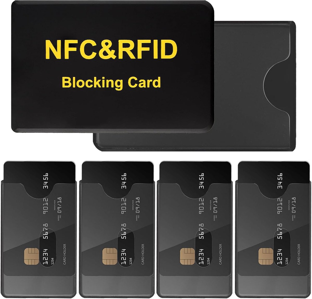 6 stuks creditcardhoezen, transparante kunststof kaarthouder, afgeschermde creditcardhouder, RFID-beschermkaart, voor bankkaarten, openbaar vervoer, Transparant, M, transparant