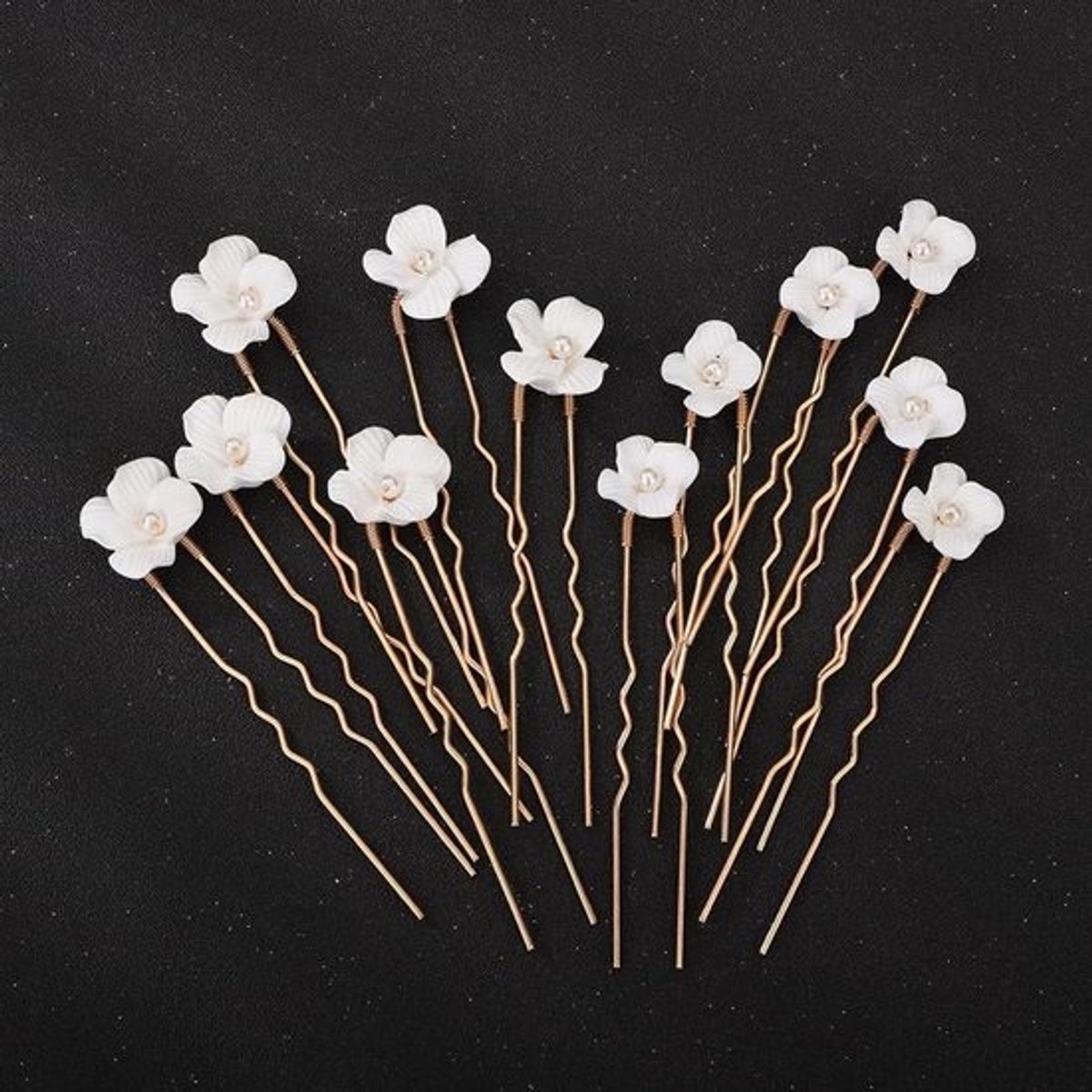 Bruiloft Haarspelden - Haarsieraden Bloem Clips - Bruids Haar Decoratie - Handgemaakte Bloem Design - 85 cm - Goud