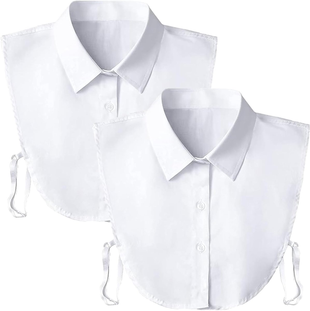 2 stuks kraaginzetstukken dames, blousekraag, inzetstuk vrouwen, nepkraag voor pak, polyestergaren kraag, afneembaar, voor dameskleding en truien, eenheidsmaat, wit, wit, One size