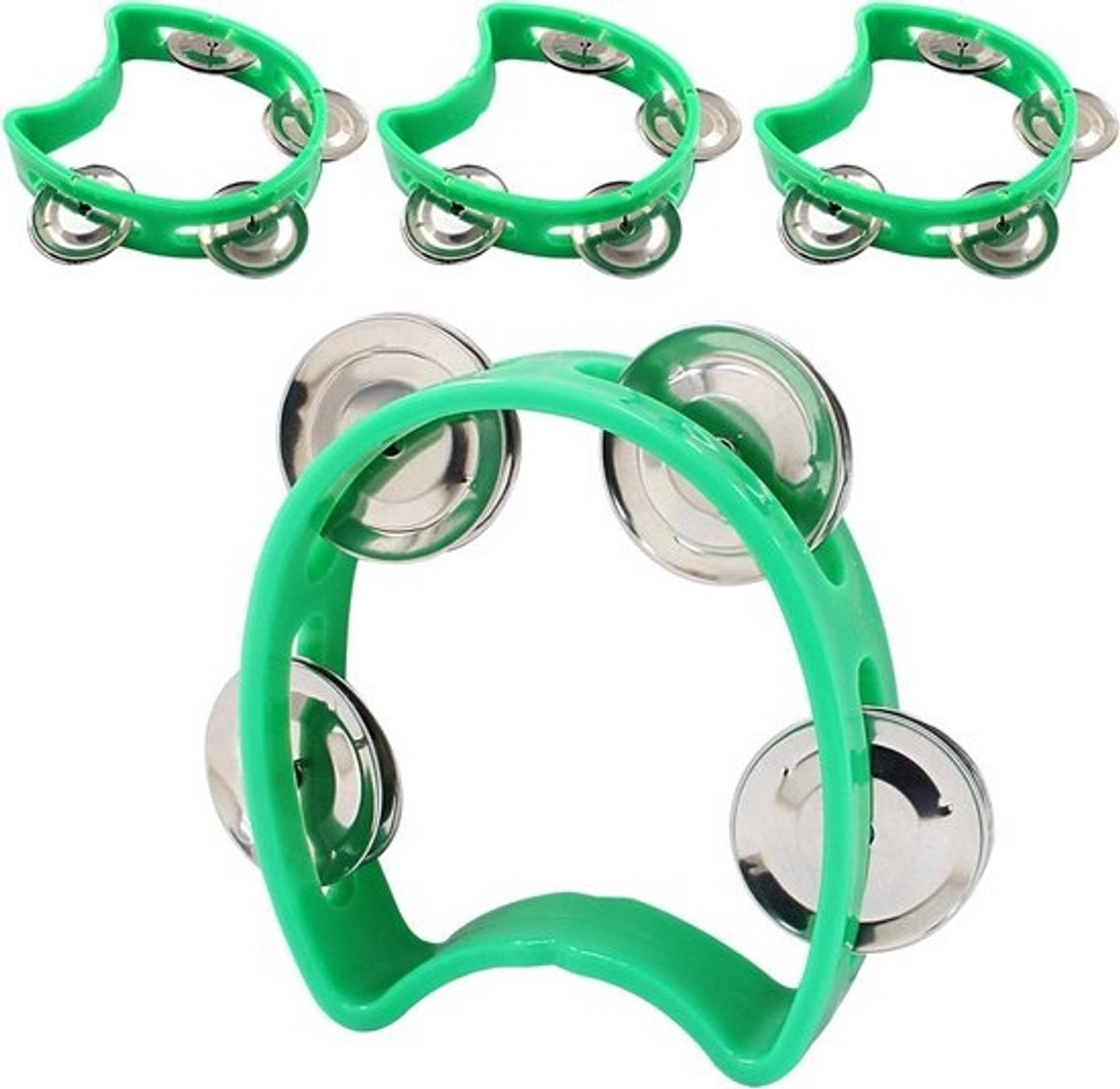 Plastic Tamboerijn - Hand Tamboerijn - Muziek Maken - Halve Cirkel Ontwerp - 4 stuks - Groen