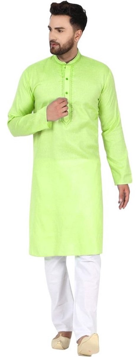 Traditionele Indiase Heren Kurta Pyjama Set met Borduurwerk