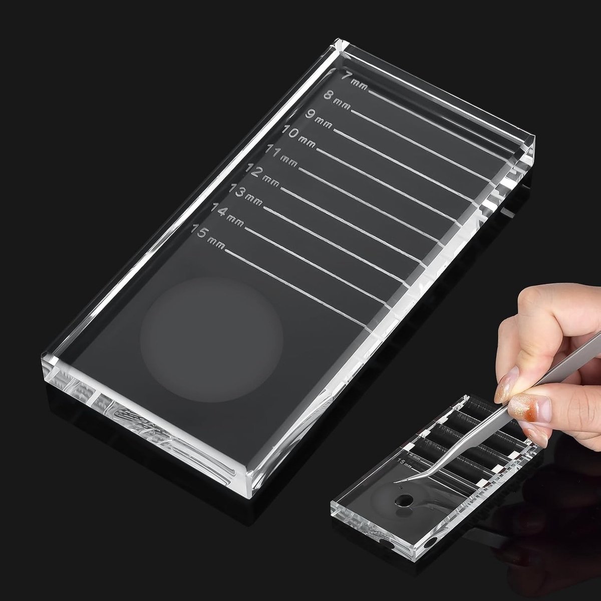 Eyelash Separator Palet voor Wimperextensions - Glazen Palet voor Valse Wimpers en Lijmhouder - 10cm x 5cm x 1cm, Perfect voor Schoonheidssalons en Thuisgebruik