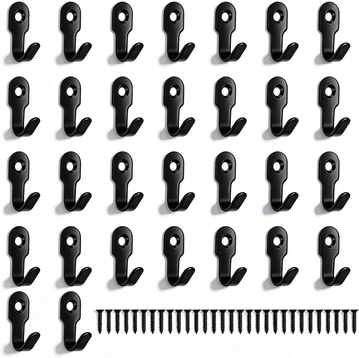 30 Stuks RVS Haakjes 27mm Retro Kledinghaken Zwart Hoge Roestbestendigheid voor Sleutels en Plank in Hal, Slaapkamer en Woonkamer
