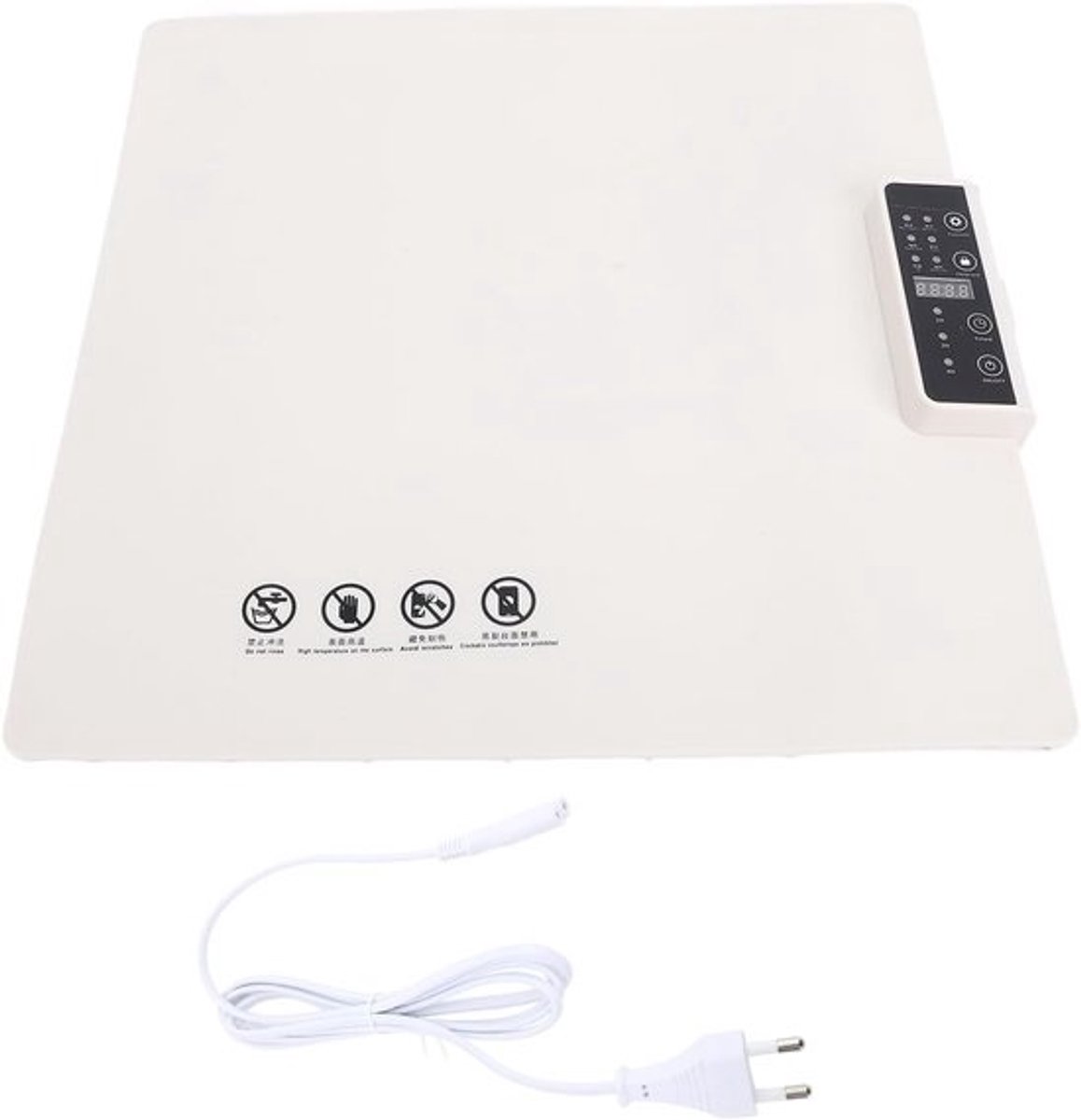 Elektrische Warmhoudplaat - Verwarmingsmat Voedsel - Eten Warm Houden - 5 Temperatuurstanden - 37x38cm - Wit