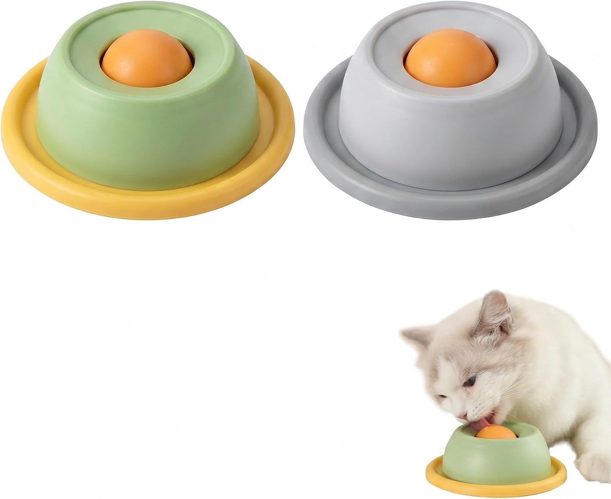 Diepe antislip voer- en drinkbakken voor honden, 2 stuks, groen/grijs, verminderen angst en vertragen eettempo