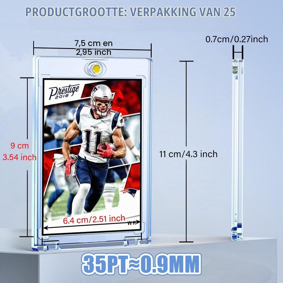 25 stuks 35PT magnetische kaarthouder, verzamelkaartenhoezen, magneet, transparant, toploader, magneet, UV-bescherming, beschermhoezen, kaarthoezen voor speelkaarten, sportkaarten