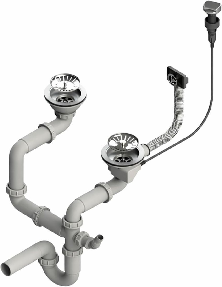 Automatische sifon dubbele bak 3 1/2 inch chroom