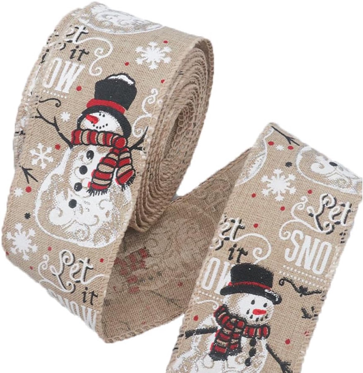 2 rollen breed, 5 cm jute lint, lint, kerstband, bedraad voor handwerk, doe-het-zelf geschenkverpakking, feest, tuin, thuis, slinger (1#)