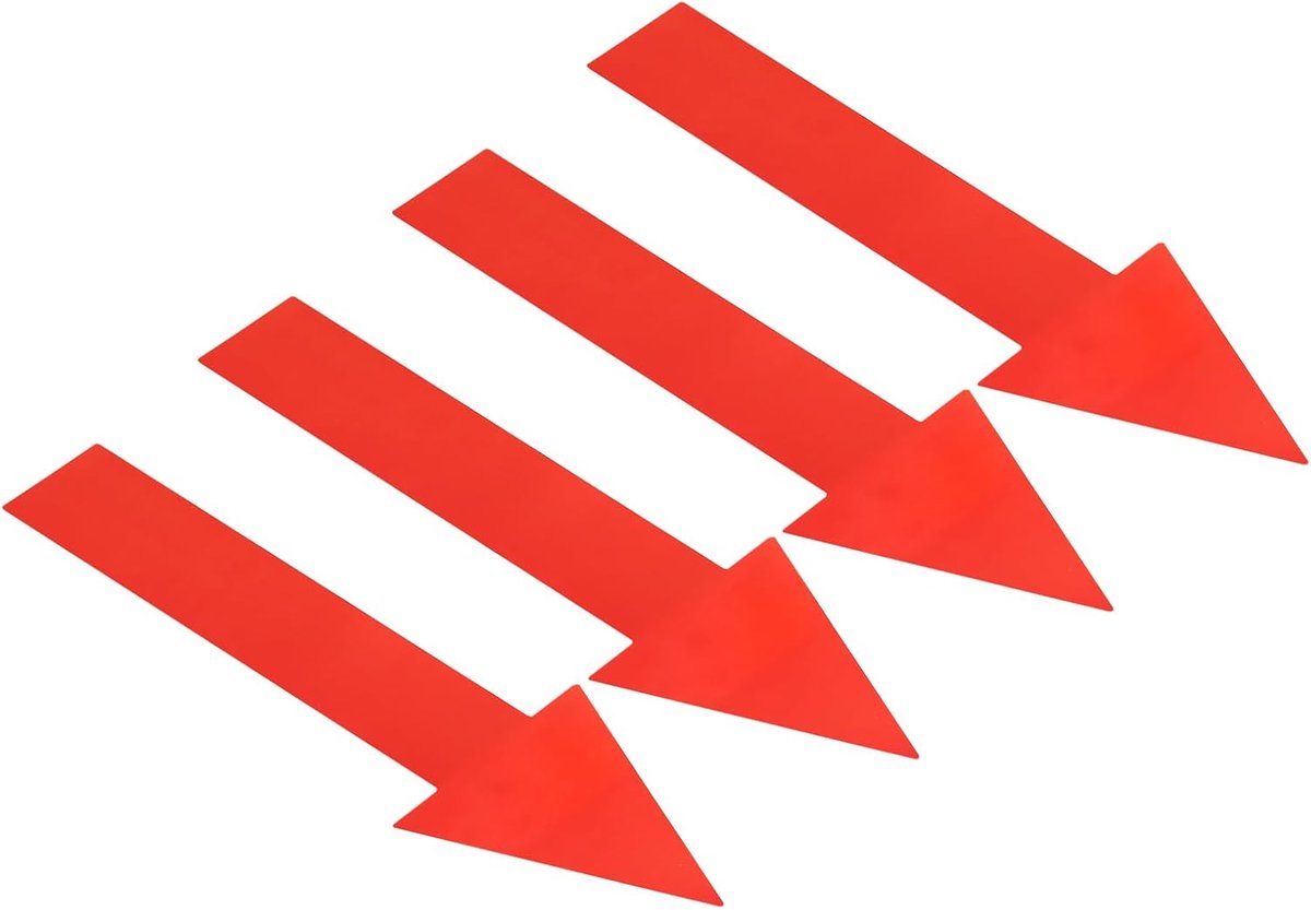 Pijlsticker 30,5 cm, 4 vel richtingsteken PVC lijm verwijderbare vloeren sticker voor vloeren muur markering, rood