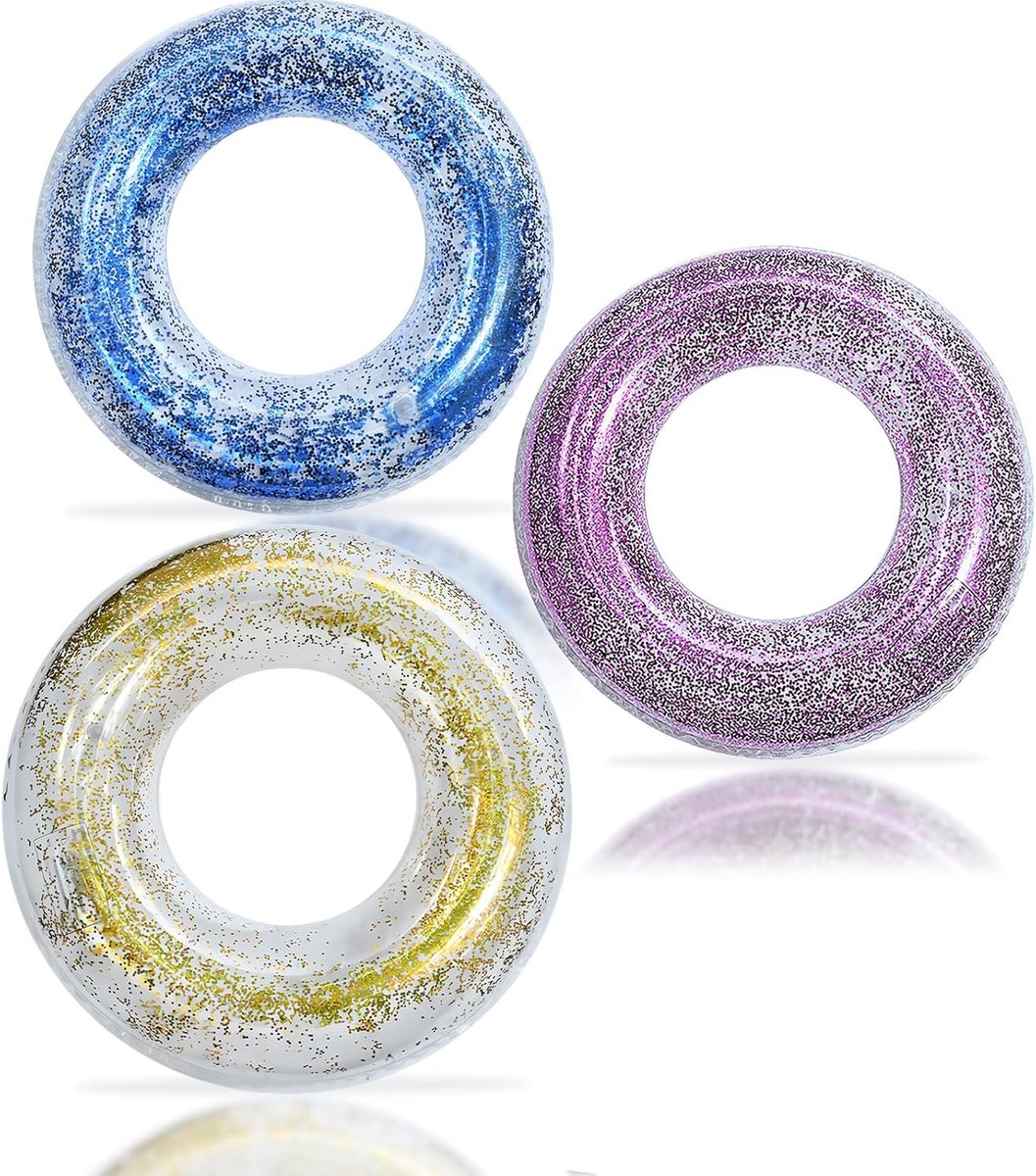 Zwemring voor volwassenen, roze pailletten, opblaasbare ring met 70/90 cm diameter, pvc zwembad, opblaasbare zwemring voor meisjes, zwembad, water, outdoor, speelgoed, feestaccessoires