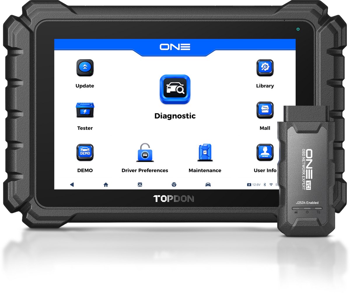 Topdon One Uitleestablet 2026 - OBD2 - 50+ servicefuncties - SGW Acces - Ecu Codering - J2534 Interface - AI Tablet - Engels