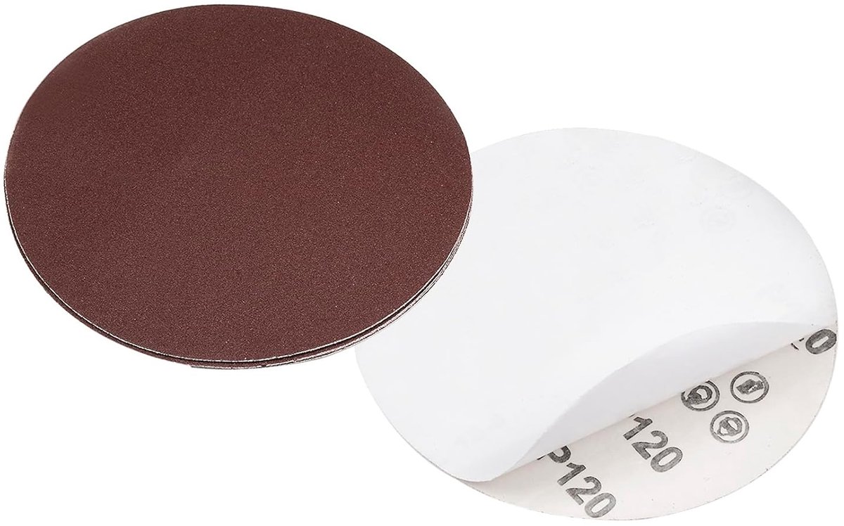 Psa, diameter 15 cm, korrel 120, zelfklevend schuurpapier - (toepassingen: voor houtbewerking en metaalbewerking), 5 stuks